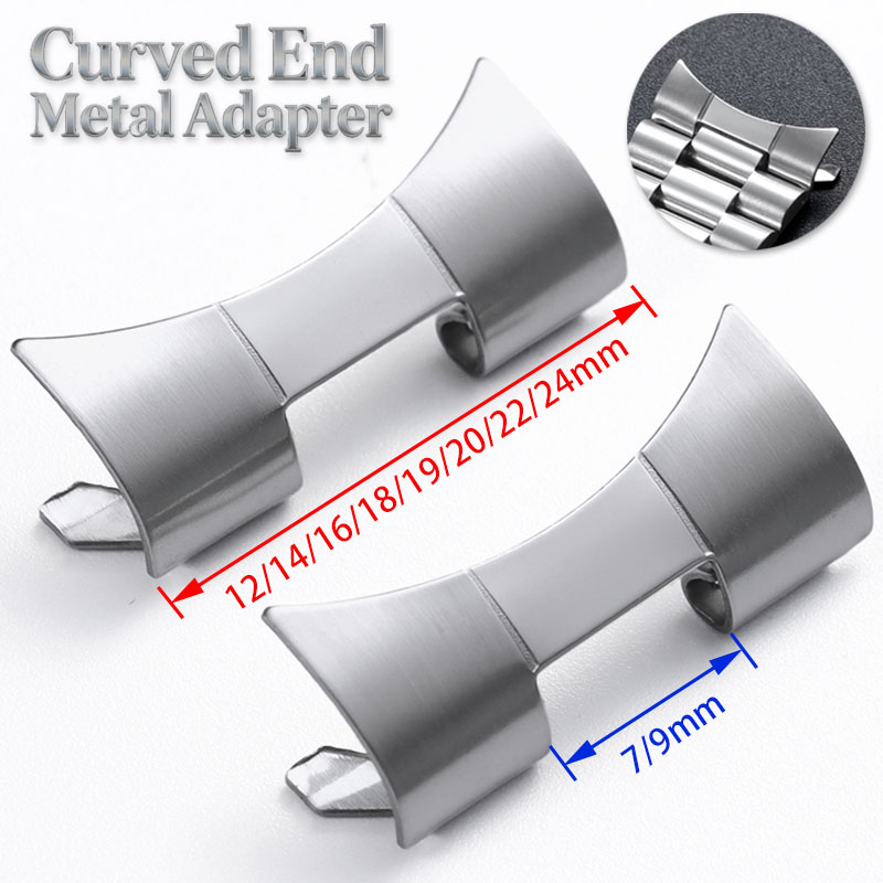 Curved Spring Bar - Gebogen uiteinde roestvrijstalen adapter 12/14/16/18/19/20/22/24mm metalen